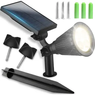 Superhelle LED Solarlampe Bodeneinbaustrahler mit Dämmerungssensor, Solar Bodenleuchte, Bodenlampe, Außen, Kaltweiß, 20W, Retoo - Schwarz