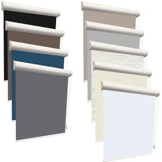 Thermorollo Kassettenrollo Verdunkelungsrollo Seitenzugrollo Tür Fenster Rollo Breite 40-170 cm zum Anschrauben und Kleben lichtundurchlässig Rückseitenbeschichtung Silber (80 x 180 cm, Creme)