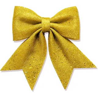 Glitzernde Schleifen-weihnachtsbaumspitze, Kranzdekorationen, Gold