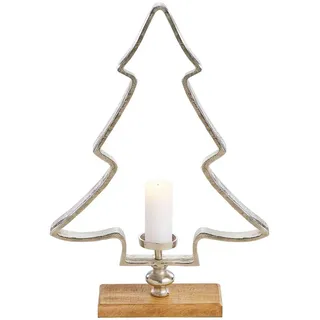 X-Mas Dekobaum, Silber, Metall, Uni, Baum, 52x76x11.5 cm, Handmade in India, zum Stellen, handgemacht, Dekoration, Weihnachtsdekoration, Winterdeko