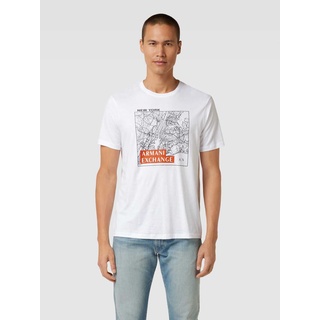 Regular Fit T-Shirt mit Label-Print, Weiss, XXL
