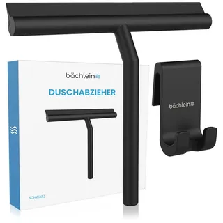 Bächlein Duschabzieher Glasabzieher Silikon - Abzieher Dusche, Haltehaken + Wasserabzieher, 21 cm breit schwarz