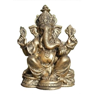Wogeka - Goldener Elefantengott Ganesha - aus Resin als Gerschenkidee zu Geburtstag, Weihnachten als Deko für Garten und Wohnung Elefant Buddha Feng Shui Res14