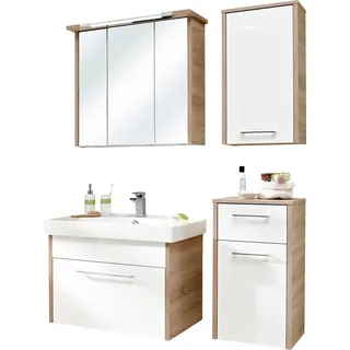 Saphir »Quickset 382 4-teilig Keramik-Waschtisch mit LED-Spiegelschrank«, 5 Türen, 2 Schubladen