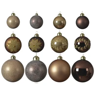 MARELIDA Christbaumkugel Weihnachtskugel Glas 3 Größen braun karamell 12er Set
