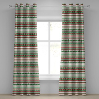 Gardine Dekorative 2-Panel-Fenstervorhänge für Schlafzimmer Wohnzimmer, Abakuhaus, Weihnachten Weihnachten Wörter Ceremony grün|weiß 280 cm x 245 cm