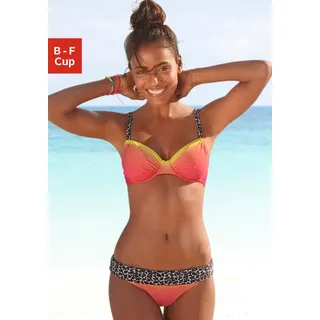 Bügel-Bikini KANGAROOS Gr. 36, Cup F, orange (orange, gelb) Damen Bikini-Sets Ocean Blue mit trendigen Details im Leoprint Bestseller
