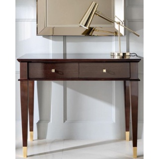 Casa Padrino Luxus Neoklassik Konsole Braun / Gold 100 x 35 x H. 80 cm - Konsolentisch mit 2 Schubladen - Art Deco Möbel