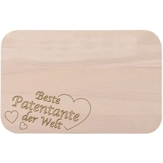 FABRIKSTORES Frühstücksbrettchen Holz, Gravur "Beste Patentante der Welt" | aus Holz, individuell gravierbar, Geschenkidee zum Geburtstag oder Weihnachten, Küchendeko