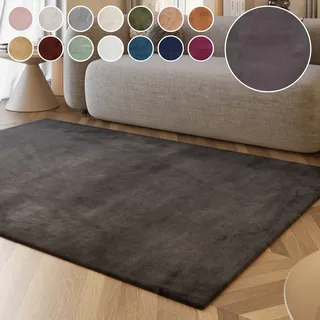 Esprit Hochflor-Teppich ESPRIT "Alice ESP-4377, Kunstfell", grau (anthrazit), B:40cm H:25mm L:60cm, Kunstfaser, Teppiche, Kaninchenfell-Haptik, besonders weich und dicht, für alle Räume