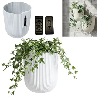 Blumentopf zu Hängender, Wandblumentopf, Hängeblumentopf H 18 cm, Ø 14.5 cm weiß