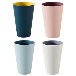 4 Stück Trinkbecher aus Kunststoff, Mehrzweck-Zahnputzbecher, für Badezimmer, umweltfreundlich, langlebig, BPA-frei, zweifarbig, für Teenager Kinder und Erwachsene