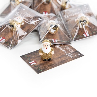 Logbuch-Verlag 10 kleine weihnachtliche Geschenke Weihnachtsmann Santa Figur mit Karte Frohe Weihnachten Kundengeschenk