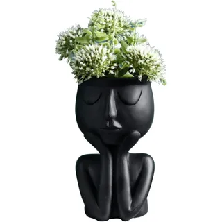 Nordische Kreative Charaktervase, Sukkulenten, Abstrakter Blumentopf, Gesicht Und Blumen, Innenbereich, Schwarze Vase