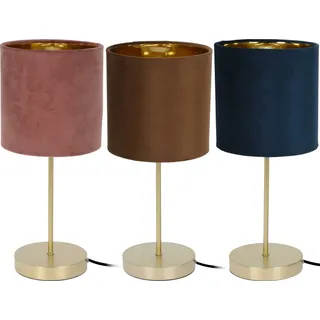 Tischlampe Tischleuchte Lampe SAMT - Dekolampe altrosa braun blau - E27 42x18cm