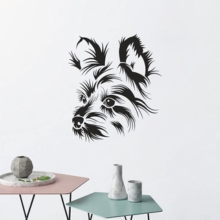 QIANGTOU Terrier Hund Pet Shop Haustierpflege Salon Wohnzimmer Schlafzimmer Home Fenster Flur Kunst Vinyl Wandtattoo Aufkleber 40x45cm