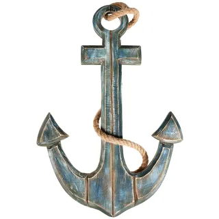Deco Woerner Antik Deko Anker Fake-Anker Anker-Imitat Maritime Dekoration 60 cm blau Vintage