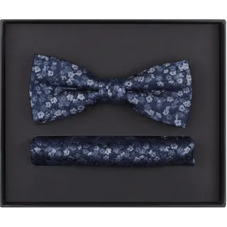 Venti Fliege VENTI "VENTI Set aus Fliege und Einstecktuch gemustert", Herren, blau (sattes dunkelblau), 100% Seide, Fliegen