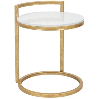 Mauro Ferretti Beistelltisch Kaffeetisch mit Platte in Marmor-Optik, Ø 40 cm (funktional)