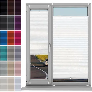 Plissee Plisseerollo Klemmfix Ohne Bohren 84 x 215 cm, Blickdicht Sichtschutz Sonnenschutz, Blickdicht Sonnenschutz Jalousie, Thermo Plissee Ohne Bohren, für Fenster & Tür, Weiß