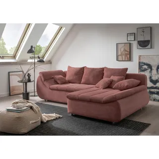 Home Affaire "Imola, bequem, aktuelle Steppung im Sitz, L-Form, Breite 270cm", rot (koralle, rot), B:270cm H:90cm T:170cm, Microfaser PRIMABELLE (100% Polyester) / Struktur (82% Polyester, 9% Viscose, 7% Baumwolle, 2% Nylon);Kunstleder SOFTLUX / Struktur