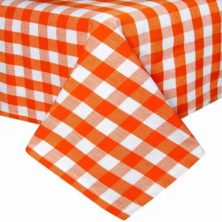 Homescapes Tischdecke Vichy-Karo 137 x 137 cm Orange-weiß
