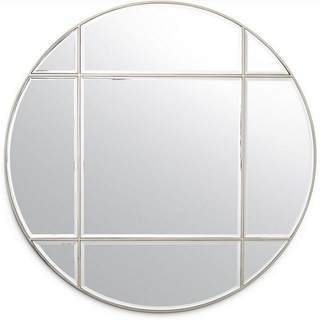 Casa Padrino Wandspiegel Luxus Spiegel Silber Ø 110 cm - Runder Wandspiegel - Wohnzimmer Spiegel - Garderoben Spiegel - Luxus Qualität
