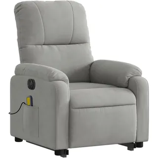 vidaXL Massagesessel mit Aufstehhilfe Mikrofasergewebe 89,5 x 103,5 x 0 cm Hellgrau elektrisch