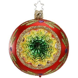 INGE-GLAS® Weihnachtsbaumkugel funkelnder Reflex, Ø8cm rot glanz (1 St), mundgeblasen, handbemalt rot