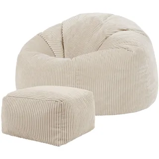 icon beanbags icon Sitzsack Beige, Kunststoff, 240 L, 1-Sitzer, Rund, 85x50x85 cm, Wohnzimmer, Hocker Sitzsäcke, XXL Sitzsäcke