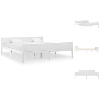 vidaXL Bettgestell Massivholzbett Kiefer Weiß 180x200 cm Doppelbett Bett Bettrahmen Bettg weiß
