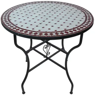 Mediterraner Mosaiktisch Rund Ø 80 cm Bordeaux-Natur