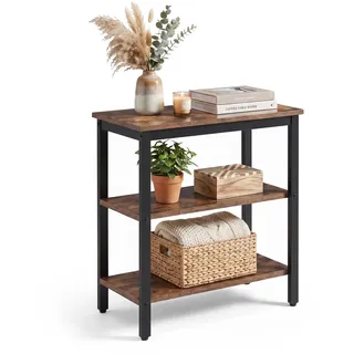 Relaxdays Beistelltisch, 2 Ablagen, Industrial Design, Hxbxt: 61x60x30 cm, Wohnzimmer, eckiger Couchtisch