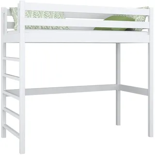 N-Wood Hochbett, Weiß, Holz, Echtholz,Kiefer, 80x200 cm, FSC 100%, EN 71, Handmade in Europe, Handmade Quality, Hergestellt in Europa, Real Wood, Kinder- & Jugendzimmer, Kindermöbel, Kinderbetten, Hochbetten