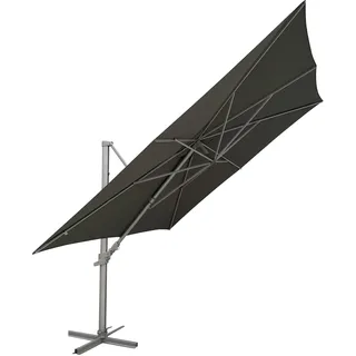 Ampelschirm KETTLER EASY MOVE, 300 cm x 300 cm, Aluminium und Polyester, UPF 50+ Sonnenschutz, inkl. Abdeckhaube und Ständer, silber/dunkelgrau (silber/dunkelgrau) - Groß