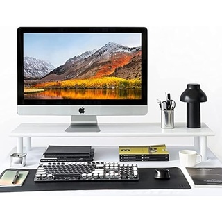 ROCDEER Weißer Dual-Monitorständer Erhöhung, unterer Stauraum für Schreibtisch, Bürobedarf, und unterstützt Computermonitor, schwere TV-Erhöhung bis zu 59 kg