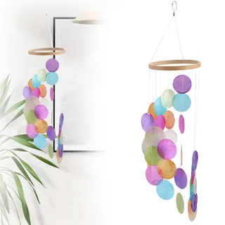 Bunte Muschel Windspiele, Windspiel Capiz Muscheln, Handgefertigt, Ozean Deko, Als Geschenk, Für Den Innen Und Außenbereich, Für Fenster, Wand, Zimmer, Terrasse Und Balkon, Bunte