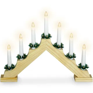 matrasa Schwibbogen Lichterbogen mit 7 LED Kerzen 30 cm Holz