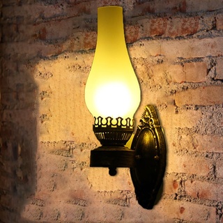 COCOL Kreativ Wandleuchte Vintage Wandlampe Antik Nostalgie Innen Lampe Design Wandlampe Rund Weiß Glas Lampenschirm Lampenfassung Rustikale Old Öllampe Wandleuchte Innen Lampen (Größe : F)