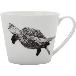 Maxwell & Williams Tasse Kaffeetasse MARINI FERLAZZO Becher Tasse, Turtle, Geschirr Schildkröte, 1-tlg., Porellan, weiß, Porzellan Keramik Becher für Kuchen Essen, Frühstück weiß 460 ml | Ø 10 cm