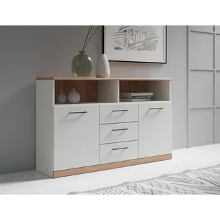 OTTO home Ribe Sideboard 130 cm x 80 cm Weiß/Kernbuche Massivholz