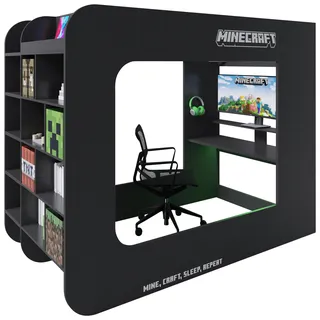 Minecraft Hochbett Minecraft 120 x 200 cm Holz schwarz