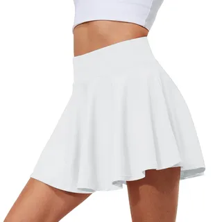 Guyode Sportrock Damen Mit Hose Hosenrock Damen Sommer Rock Mit Integrierter Hose Tennisrock Mädchen Hosenrock Wanderrock Skirt with Shorts Sport SkortShorts Hohe Taille Tennis Skort Taschen