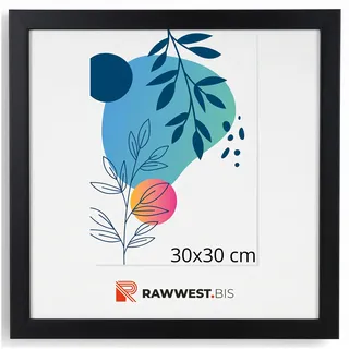 RAWWEST.BIS Bilderrahmen 30x30 cm MDF Holz Rahmen Posterrahmen Schwarz | Fotorahmen mit Acrylglas, Holzrahmen aus Holzplatten für Bilder Poster Fotos Puzzle, Plakatrahmen zum Aufhängen & Aufstellen
