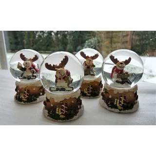 4 verschiedene Schneekugeln mit Elch Weihnachts Motiven Kugel Ø 5 cm H 6 cm