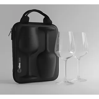 viinocase - 2 Gläser to go ++ 2 hochwertige Weingläser im Schutzcase perfekt verpackt für Picknick, Camping & Weinmomente unterwegs