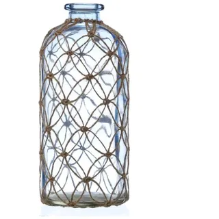 MARELIDA Maritime Dekoflasche mit Juteseil Glasvase H: 25cm in hellblau | Gr.: onesize