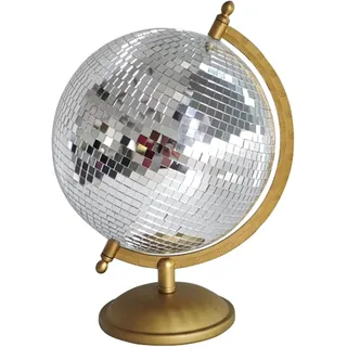 MFGDISCO Discokugel-Globus, Heimdekoration, Statuen, klassische Tischkunst-Skulptur mit goldfarbenem Sockel, Discoball-Stil, einzigartig, westlich, modern, dekorativ, ästhetische Skulpturen, 21,6 x