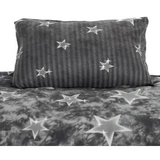 Fleece Bettwäsche mit Sternenmuster in Grau Kuschelig und Weich aus Polyester 135x200 cm