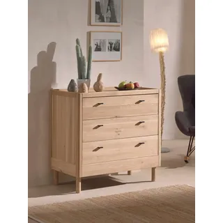 Vipack Wickelkommode VIPACK "WickelKommode aus massvier Eiche natur geölt, zeitloses Design", beige (eiche natur geölt, eiche natur geölt), B:100cm H:95cm T:55cm, Massivholz, Wickelkommoden, Wickelkommode, mit 3 geräumigen Schubladen, stabil und standfest gebaut